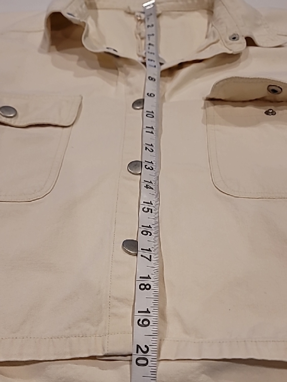 eesome Cream Snap Button Cropped Wide Shirt Jacket Large - Picture 12 of 14